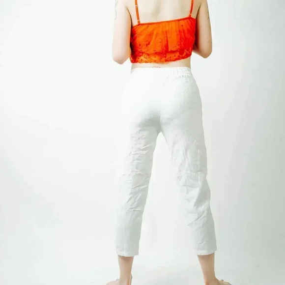 Princess Polly White Linen Cropped Pants - 2 - Picture 4 of 6